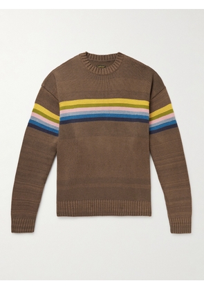 KAPITAL - Striped Cotton-Blend Jacquard Sweater - Men - Brown - 1