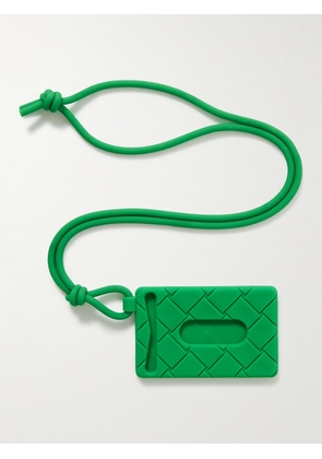 Bottega Veneta - Intrecciato Rubber Card Case with Lanyard - Men - Green
