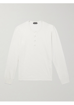 TOM FORD - Silk and Cotton-Blend Jersey Henley T-Shirt - Men - White - IT 46
