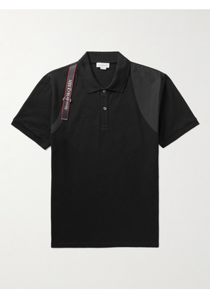 Alexander McQueen - Harness-Detailed Cotton-Piqué Polo Shirt - Men - Black - XS