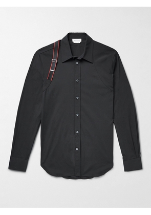 Alexander McQueen - Harness-Detailed Cotton-Blend Shirt - Men - Black - UK/US 15