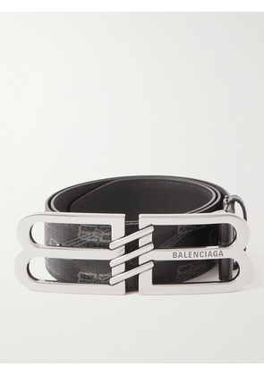 Balenciaga - 4cm Logo-Embellished Monogrammed Coated-Canvas Belt - Men - Black - EU 85