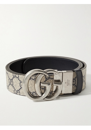Gucci - 3cm Marmont Reversible Monogrammed Supreme Coated-Canvas Belt - Men - Neutrals - EU 80