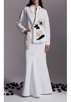 ALBUS LUMEN - Triangle Tailored Cotton Maxi Skirt - White - AU 14 - Moda Operandi