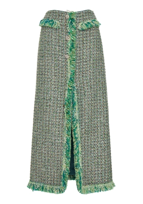 Giambattista Valli - Fringed Boucle Tweed Maxi Skirt - Green - IT 40 - Moda Operandi
