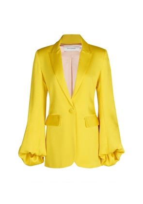Silvia Tcherassi - Coco Puff-Sleeve Satin Blazer Jacket - Yellow - S - Moda Operandi