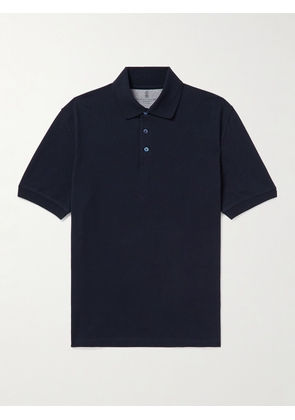 Brunello Cucinelli - Cotton-Piqué Polo Shirt - Men - Blue - IT 46
