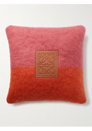 LOEWE - Logo-Appliquéd Two-Tone Mohair-Blend Cushion - Men - Orange