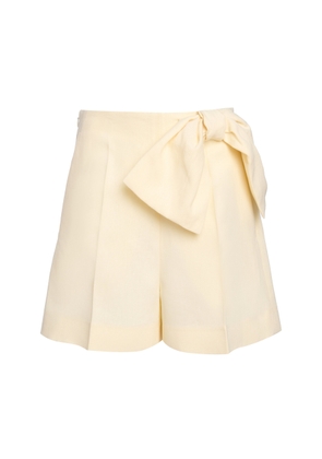 Chloé - Tie-Detailed Linen-Canvas Shorts - Ivory - FR 40 - Moda Operandi