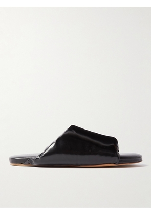 Bottega Veneta - Padded Glossed-Leather Slides - Men - Black - EU 41
