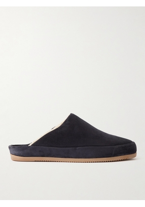 Mulo - Shearling-Lined Suede Slippers - Men - Blue - UK 6