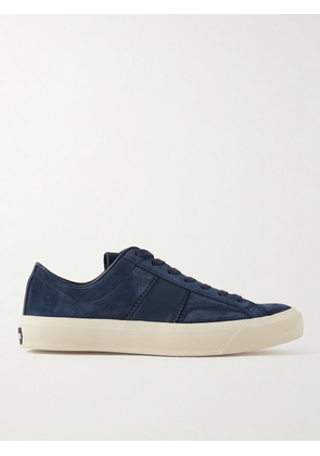 TOM FORD - Cambridge Leather-Trimmed Suede Sneakers - Men - Blue - UK 6