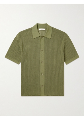 Mr P. - Cutaway-Collar Crochet-Knit Cotton Shirt - Men - Green - XS