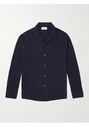 Mr P. - Convertible-Collar Cotton-Muslin Shirt - Men - Blue - XS