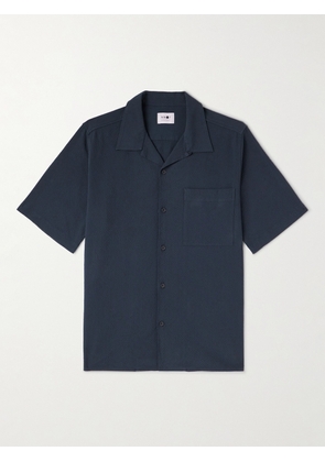 NN07 - Julio 1040 Convertible-Collar Stretch Organic Cotton-Seersucker Shirt - Men - Blue - S