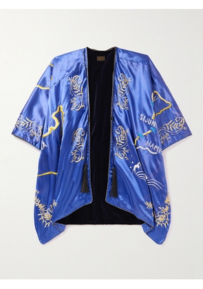 KAPITAL - J-Wave Embroidered Cotton-Satin Jacket - Men - Blue