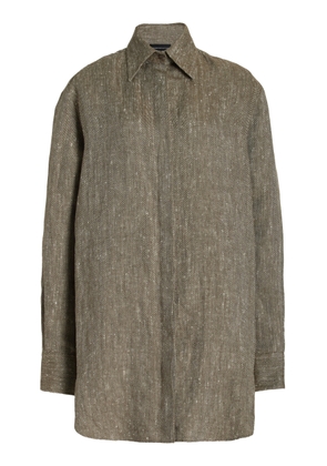 Brandon Maxwell - Phillipa Linen-Silk Mini Shirt Dress - Grey - S - Moda Operandi