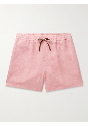 Loro Piana - Arizona Straight-Leg Linen Drawstring Bermuda Shorts - Men - Pink - XS