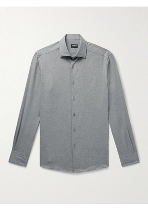 Zegna - Cotton and Cashmere-Blend Twill Shirt - Men - Gray - S