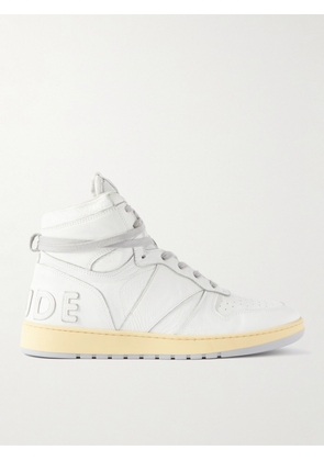 Rhude - Rhecess Distressed Leather High-Top Sneakers - Men - White - US 7