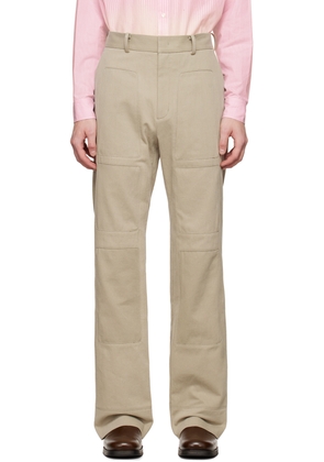 OPEN YY SSENSE Exclusive Taupe Square Reverse Patched Trousers