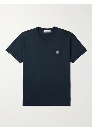 Stone Island - Logo-Appliquéd Garment-Dyed Cotton-Jersey T-Shirt - Men - Blue - S