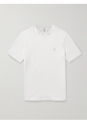 Brunello Cucinelli - Slim-Fit Layered Logo-Embroidered Cotton-Jersey T-Shirt - Men - White - XS