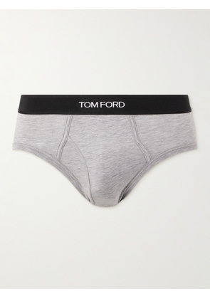 TOM FORD - Stretch-Cotton and Modal-Blend Briefs - Men - Gray - S