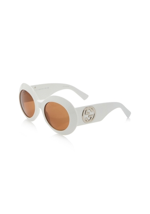 Gucci - Oversized Round-Frame Acetate Sunglasses  - White - OS - Moda Operandi