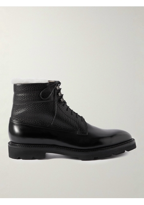 John Lobb - Alder Shearling-Lined Leather Boots - Men - Black - UK 6