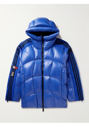 Moncler Genius - adidas Originals Beiser Tech Jersey-Trimmed Quilted Glossed-Shell Hooded Down Jacket - Men - Blue - 1