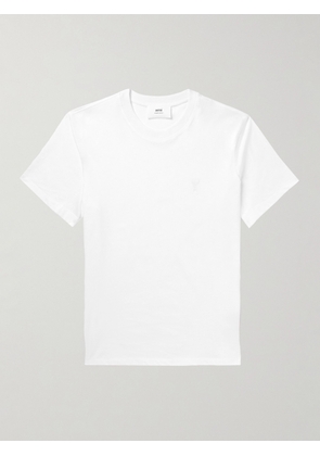 AMI PARIS - ADC Logo-Embroidered Organic Cotton-Jersey T-Shirt - Men - White - XS
