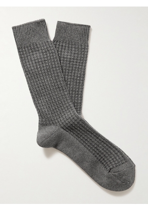 Mr P. - Waffle-Knit Cotton-Blend Socks - Men - Gray