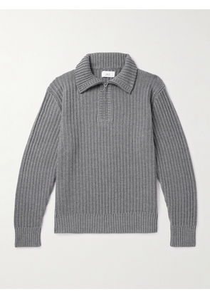 Mr P. - Ribbed Merino Wool Half-Zip Sweater - Men - Gray - XS