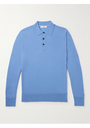 Mr P. - Merino Wool Polo Shirt - Men - Blue - XS
