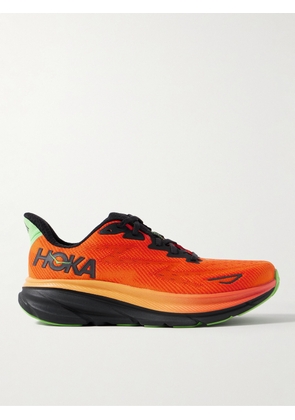 Hoka One One - Clifton 9 Rubber-Trimmed Mesh Running Sneakers - Men - Orange - US 7