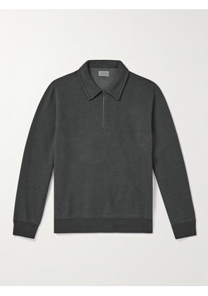 Hartford - Cotton-Blend Jersey Half-Zip Sweater - Men - Gray - S