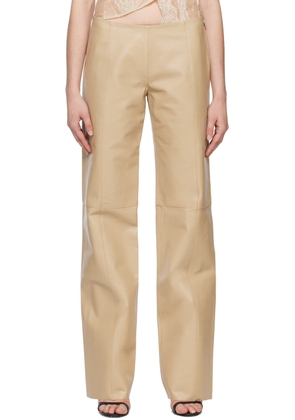 VAILLANT Taupe Straight-Leg Leather Trousers