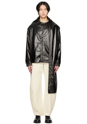 T/SEHNE SSENSE Exclusive Black Pleated Faux-Leather Jacket