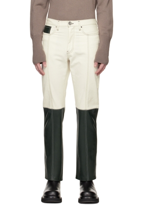 Steven Passaro SSENSE Exclusive White & Green Leather Jeans