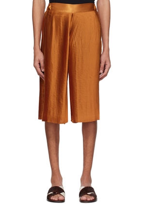 Lukhanyo Mdingi Orange Pleated Shorts