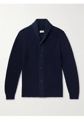 Hartford - Shawl-Collar Ribbed Wool and Cashmere-Blend Cardigan - Men - Blue - S