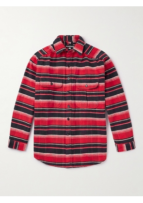Monitaly - Giorgio Striped Cotton-Flannel Shirt - Men - Red - S