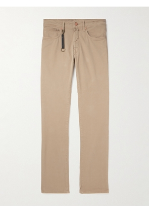 Incotex - Leather-Trimmed Straight-Leg Jeans - Men - Neutrals - UK/US 28