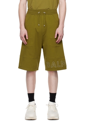 Balmain Green Reflective Bermuda Shorts
