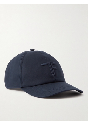TOM FORD - Leather-Trimmed Logo-Embroidered Cotton-Twill Baseball Cap - Men - Blue - S