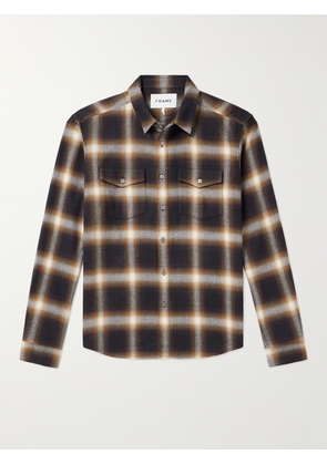FRAME - Checked Brushed Cotton-Flannel Shirt - Men - Brown - XS
