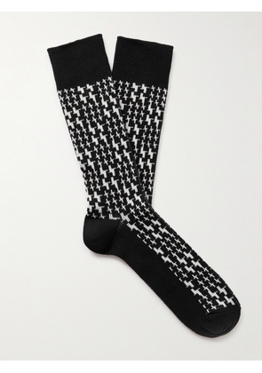 Mr P. - Jacquard-Knit Cotton-Blend Socks - Men - Black