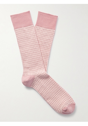 Mr P. - Jacquard-Knit Stretch Cotton-Blend Socks - Men - Pink
