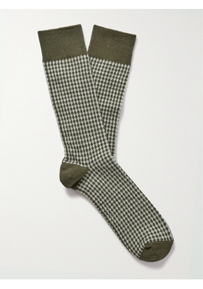 Mr P. - Jacquard-Knit Stretch Cotton-Blend Socks - Men - Green
